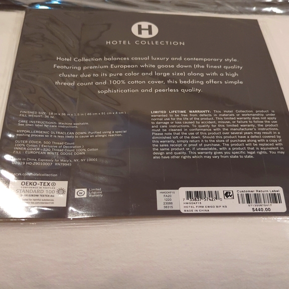 NWT Goose Down Pillow - Picture 5 of 8